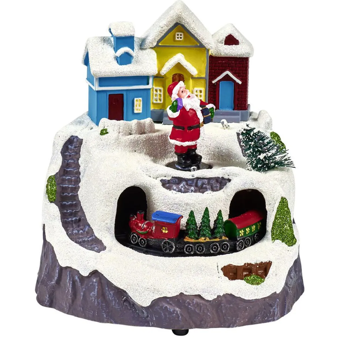 Scène village de Noël lumineuse avec train animé-Gifi Discount