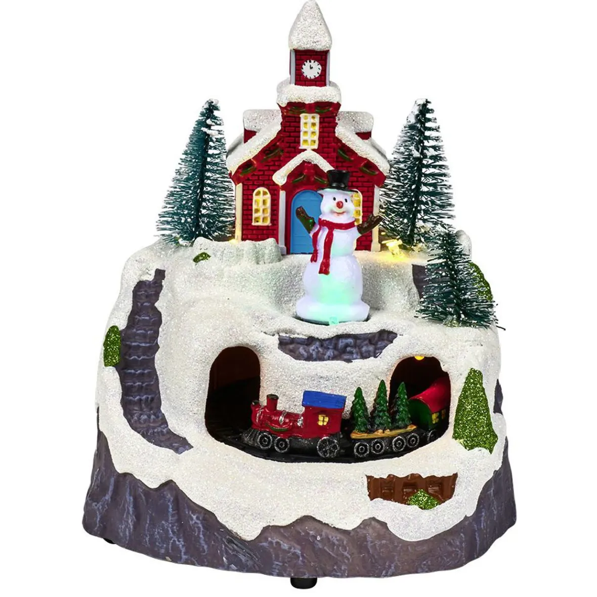 Scène village de Noël lumineuse avec train animé-Gifi Discount