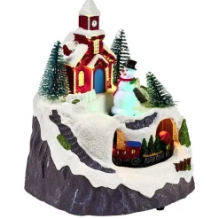 Scène village de Noël lumineuse avec train animé-Gifi Discount