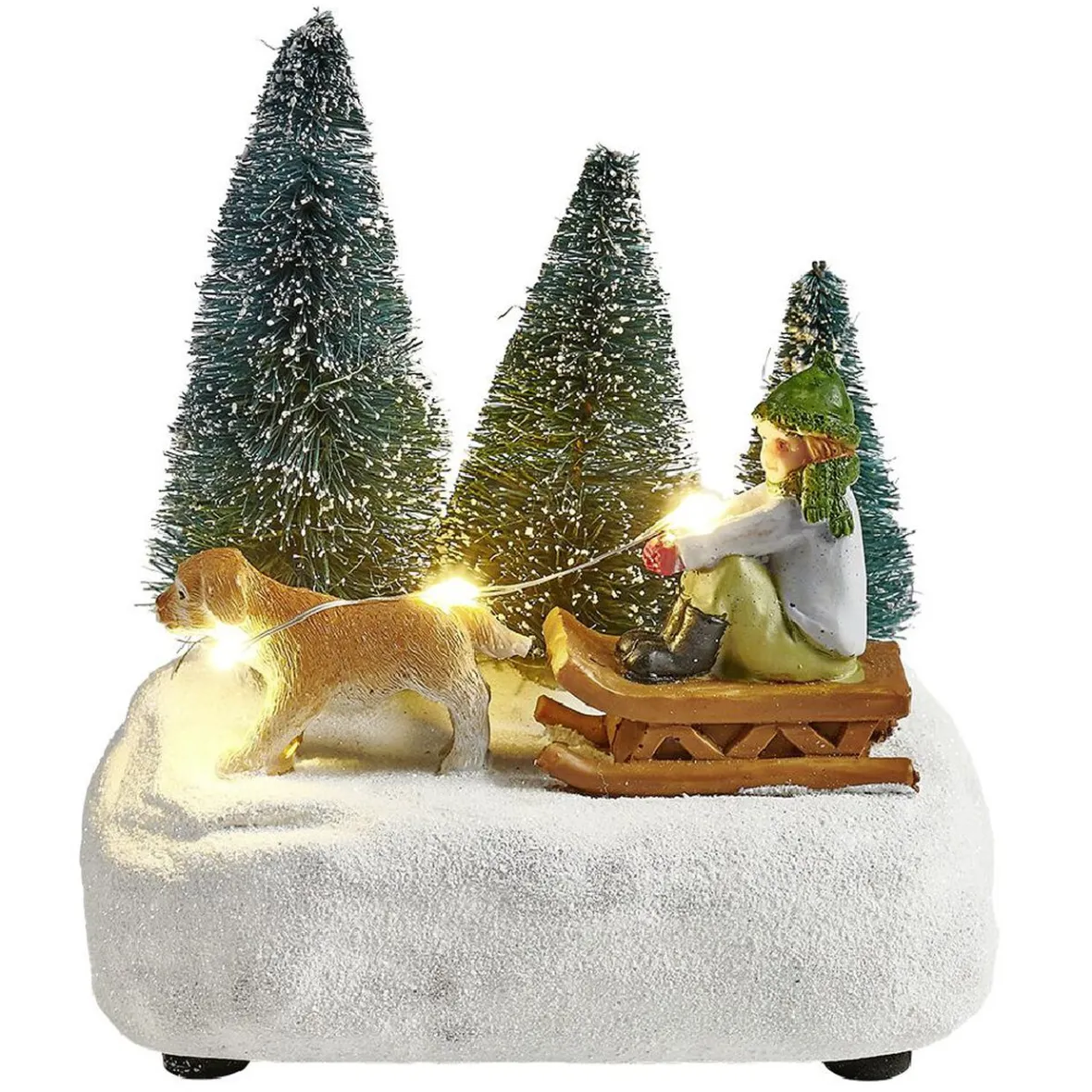 Scénette lumineuse enfant sur traineau Village de Noël-Gifi Online
