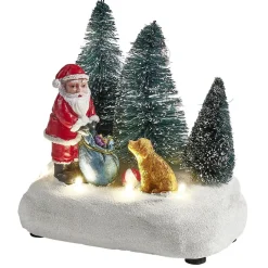 Scénette lumineuse Père-Noël avec cadeaux Village de Noël-Gifi Outlet