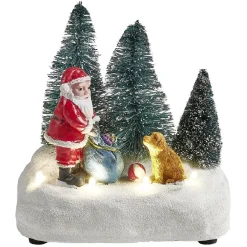 Scénette lumineuse Père-Noël avec cadeaux Village de Noël-Gifi Outlet