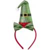 Serre tête avec noeud et chapeau Père Noël vert pailleté-Gifi Hot