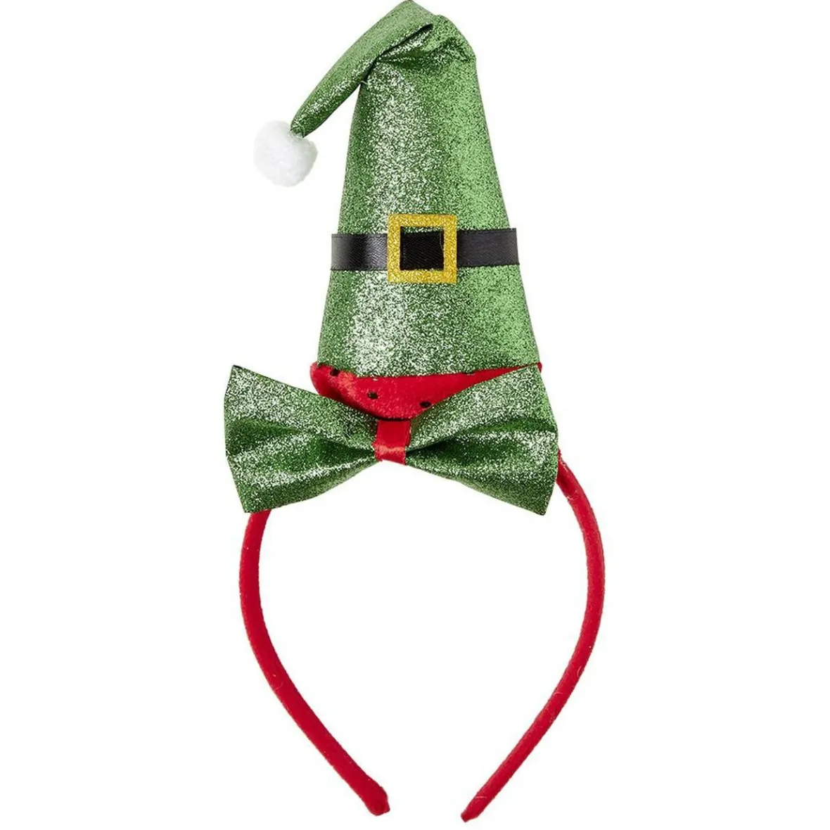 Serre tête avec noeud et chapeau Père Noël vert pailleté-Gifi Hot