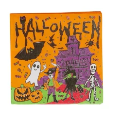 Serviette orange motif Halloween x20-Gifi New