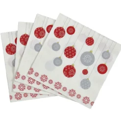 Serviette boules de Noël blanche et rouge x20-Gifi New
