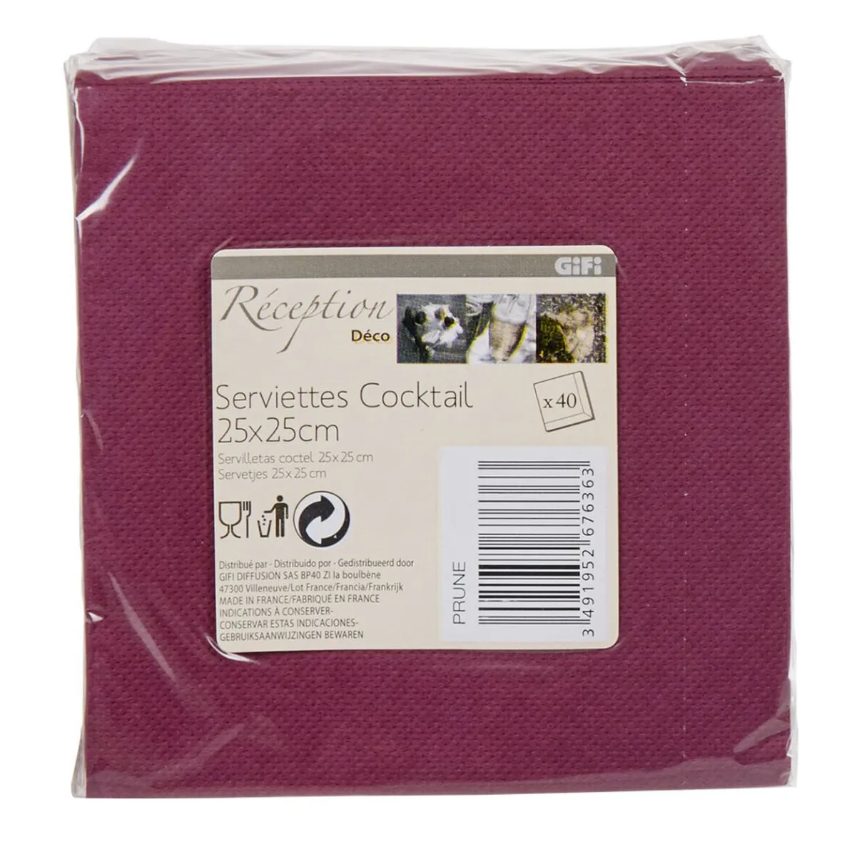Serviette cocktail jetable prune x40-Gifi Clearance