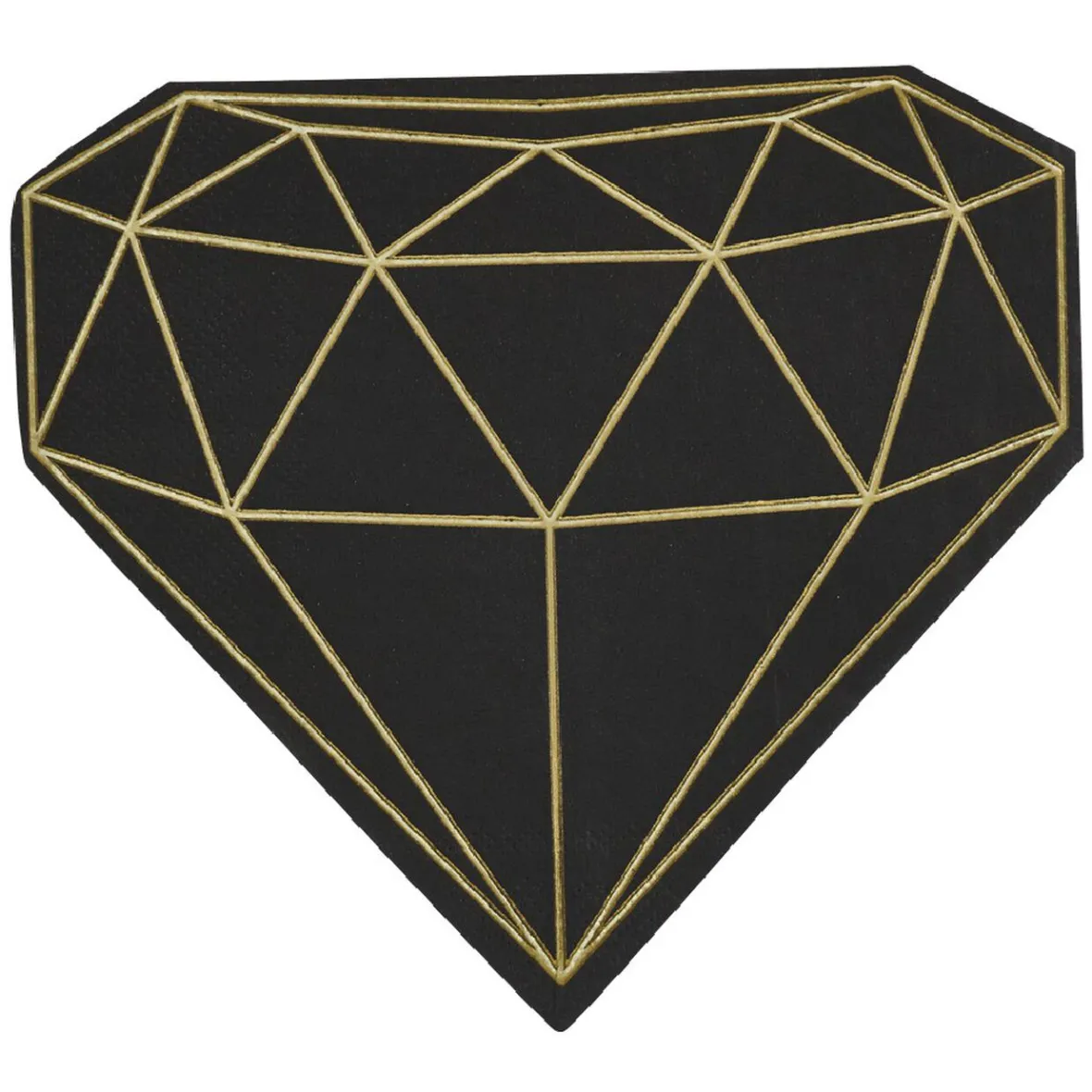 Serviette de table forme diamant noire décor doré x10-Gifi Discount