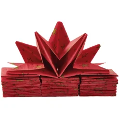 Serviette de table pré-pliée rouge étoiles dorées x12-Gifi Clearance