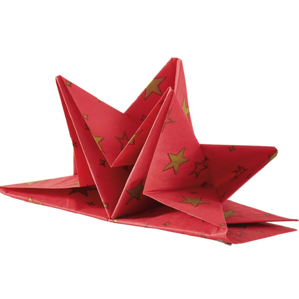 Serviette de table pré-pliée rouge étoiles dorées x12-Gifi Clearance