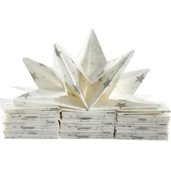 Serviette de table pré-pliée blanche étoiles argentées x12-Gifi Outlet