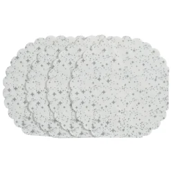 Serviette de table ronde blanche décor argenté x10-Gifi Hot