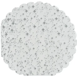 Serviette de table ronde blanche décor argenté x10-Gifi Hot