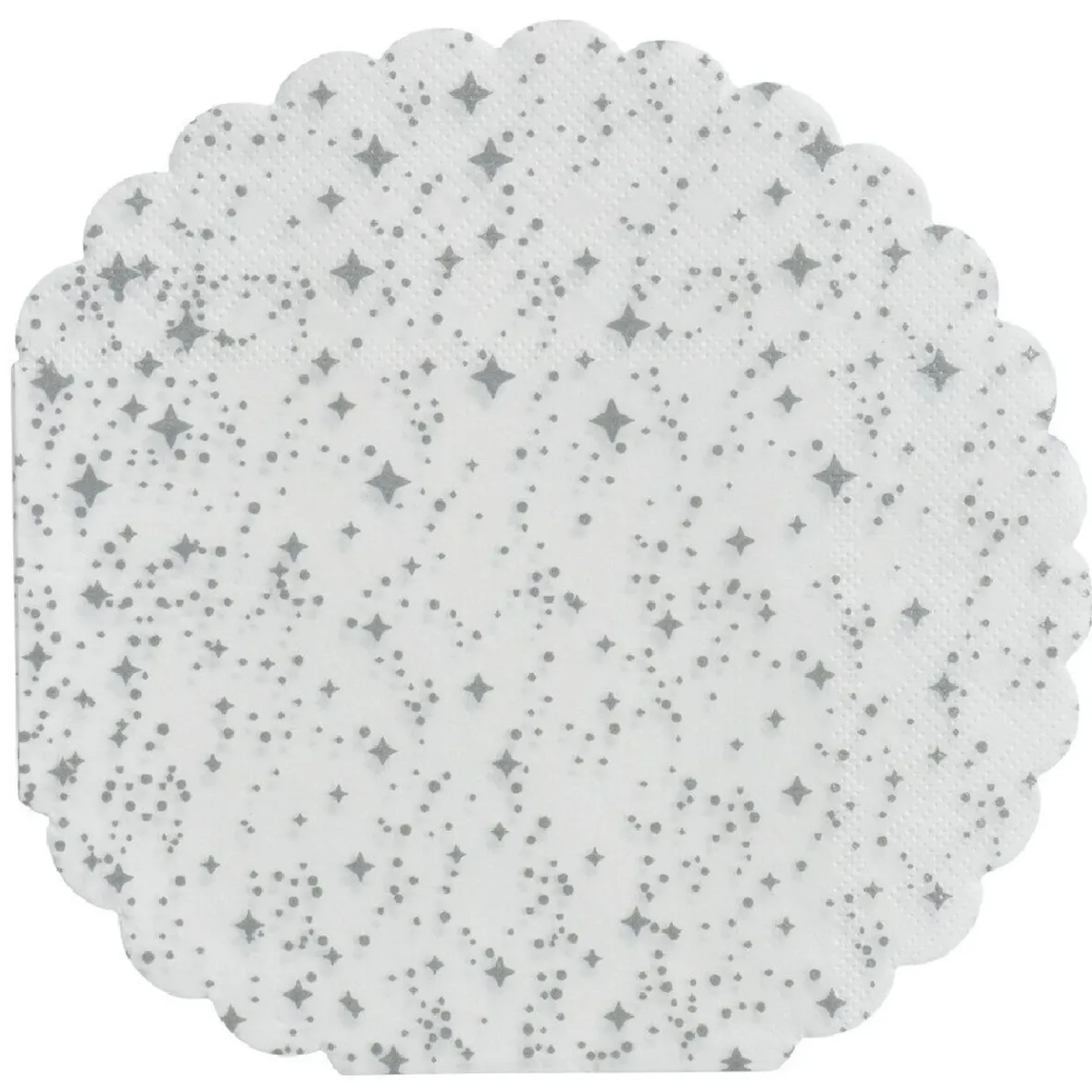 Serviette de table ronde blanche décor argenté x10-Gifi Hot