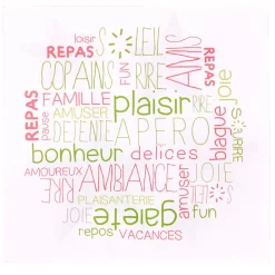 Serviette en papier avec inscriptions vertes et roses x20-Gifi Outlet