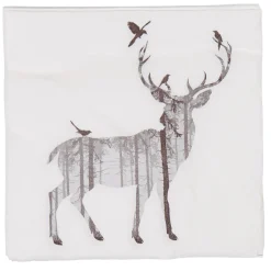 Serviette en papier blanc design renne gris x20-Gifi