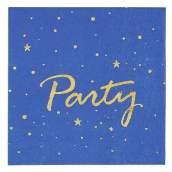 Serviette en papier bleu et étoile doré x 16-Gifi Outlet