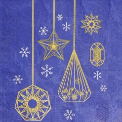 Serviette en papier bleu motif doré x20-Gifi Online