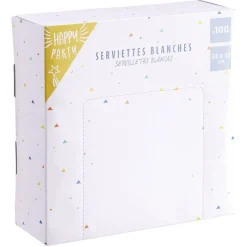 Serviette en papier carré uni blanc x100-Gifi Online