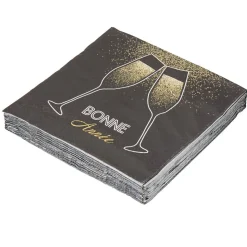Serviette en papier design bonne année noir et or x20-Gifi