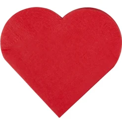 Serviette en papier en forme de coeur rouge x12-Gifi Clearance