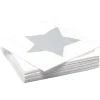 Serviette en papier imprimé étoile gris argent x20-Gifi Hot