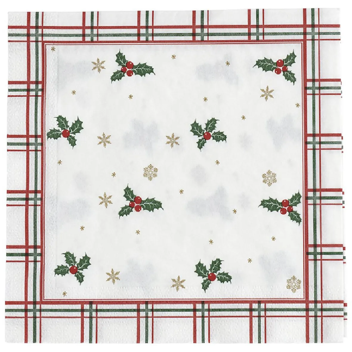 Serviette en papier imprimé Noël torchon feuille de houx x20-Gifi Discount