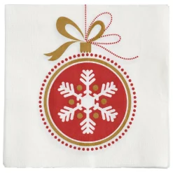 Serviette en papier imprimé boule de Noël rouge doré x20-Gifi New