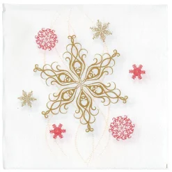 Serviette en papier imprimé guirlande de flocon rouge doré x20-Gifi