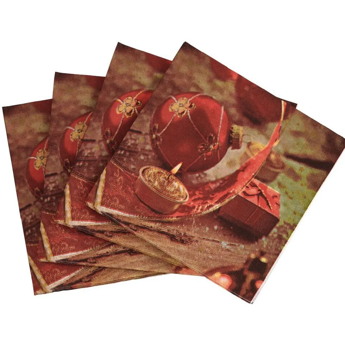 Serviette en papier imprimé bougies de Noël x20-Gifi Hot