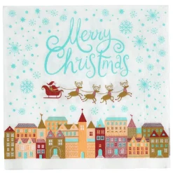 Serviette en papier imprimé Père Noël sur son traineau x20-Gifi Hot