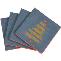 Serviette en papier imprimé Sapin Noël design bleu doré x20-Gifi New
