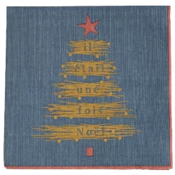 Serviette en papier imprimé Sapin Noël design bleu doré x20-Gifi New