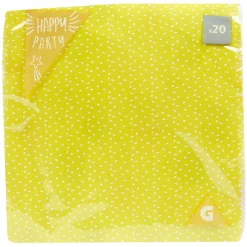 Serviette en papier jaune motif confettis blanc x 20-Gifi Online