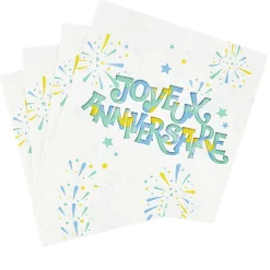 Serviette en papier Joyeux anniversaire et feux d'artifice x 16-Gifi