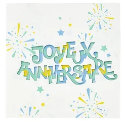 Serviette en papier Joyeux anniversaire et feux d'artifice x 16-Gifi