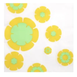 Serviette en papier motif fleurs jaune et vert fluo x20-Gifi Clearance