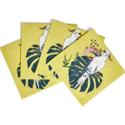 Serviette en papier motif oiseau tropical jaune vert x20-Gifi Sale