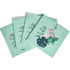 Serviette en papier motif oiseau tropical bleu vert x20-Gifi