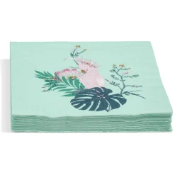 Serviette en papier motif oiseau tropical bleu vert x20-Gifi