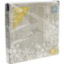 Serviette en papier motif flocons blanc naturel x20-Gifi Clearance