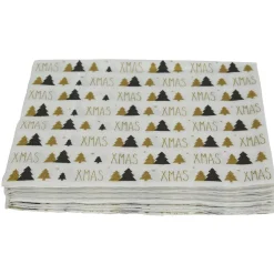 Serviette en papier noir imprimé sapin blanc et doré x20-Gifi