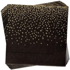 Serviette en papier noir et doré x20-Gifi New