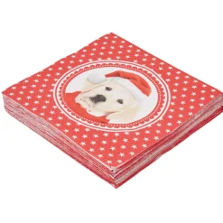 Serviette en papier rouge design chien de Noël x20-Gifi Sale