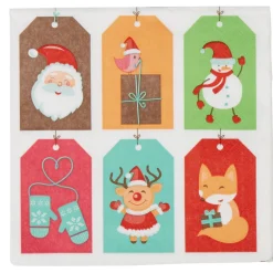 Serviette jetable design étiquettes de noël x20-Gifi Outlet