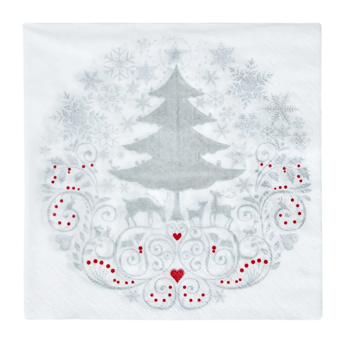 Serviette jetable motif sapin givré x20-Gifi Online