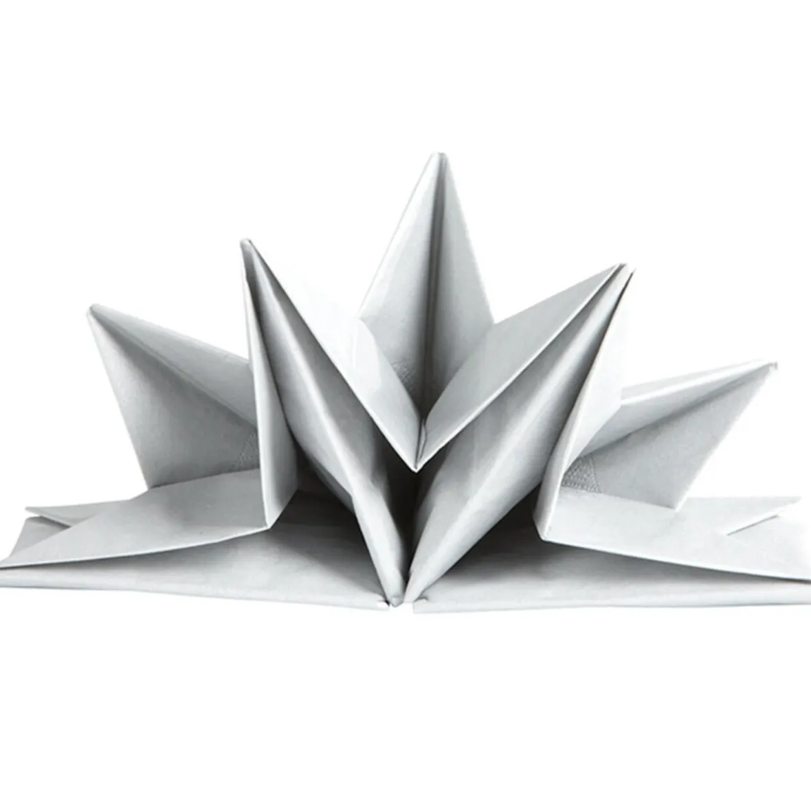 Serviette jetable pré pliée argentée x12-Gifi Online