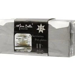 Serviette jetable pré pliée argentée x12-Gifi Online