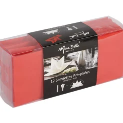 Serviette jetable pré pliée rouge x12-Gifi
