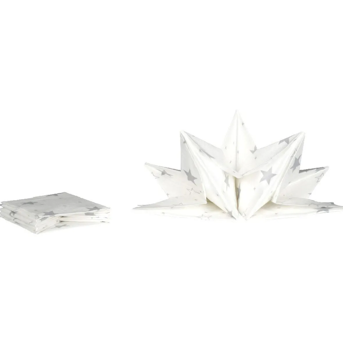 Serviette jetable pré pliée blanche étoiles argentées x12-Gifi Best